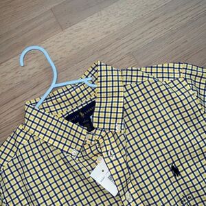 Ralph Lauren NWT cotton yellow plaid long sleeve kids size 14-16 button up